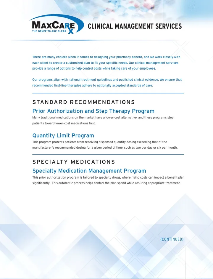 Preview of the MaxForward cost containment one-sheet